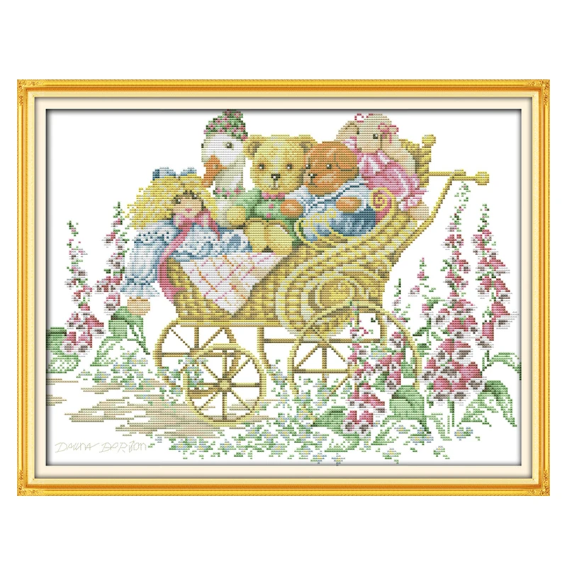Вышивка крестиком joysunday наборы набор Happy liitle медведи DMC14CT11CTcotton Рукоделие Спальня