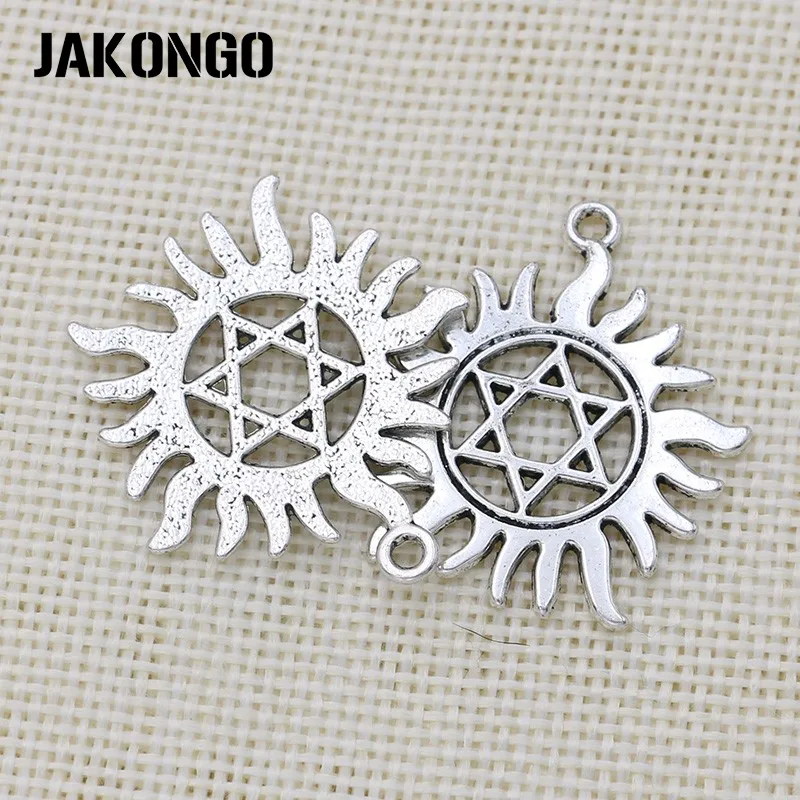 JAKONGO античные посеребренные с гексаграммой солнечные подвески для браслета