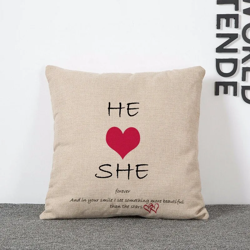 Влюбленные пары наволочки без наполнения льняные Чехлы для подушек подарок