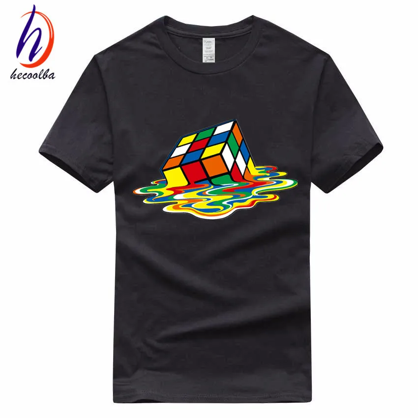Европейский размер 100% хлопок 2017 Мужская футболка с кубиками модная одежда