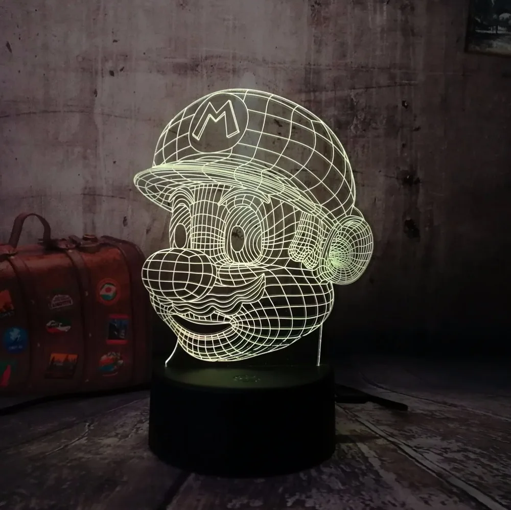 Q 3D LED Mario Ночник светильник 7 цветов Изменение стол USB сенсорный RC пульт Новинка