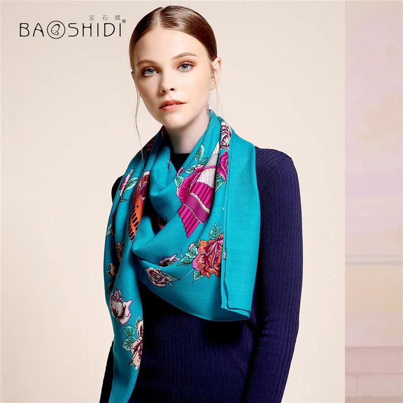 [BAOSHIDI] 100% шерсть роскошный брендовый зимний шарф элегантные женские шарфы шаль