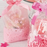 100pcs 16x26cm pink cherry blossom printing transparent gift packaging bags plastic bag for candy and sweets packaging christmas