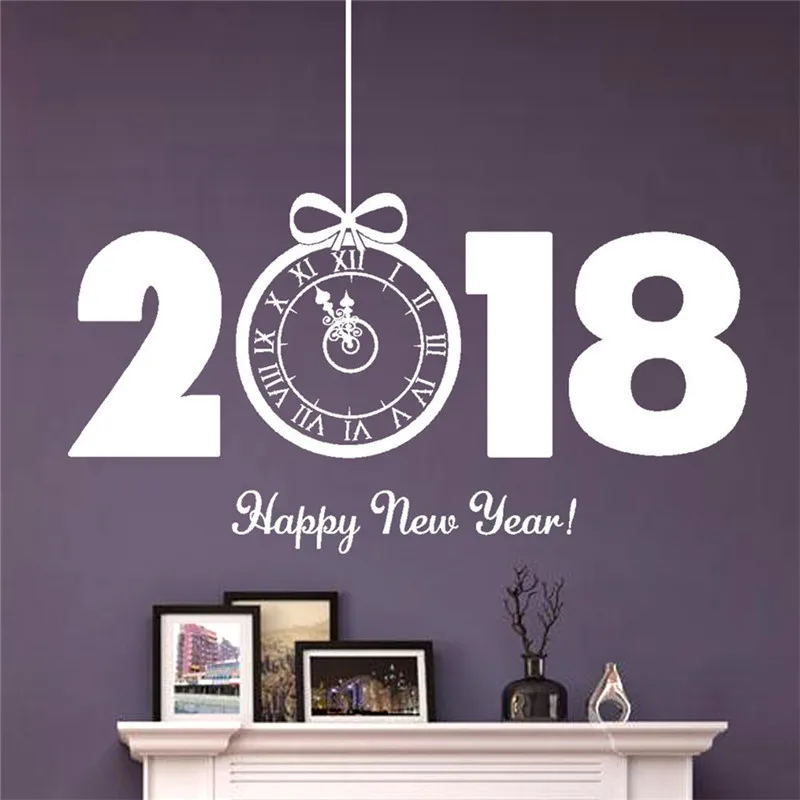 2018 счастливый новый год стеклянные наклейки X mas Дерево Витрина торговый центр