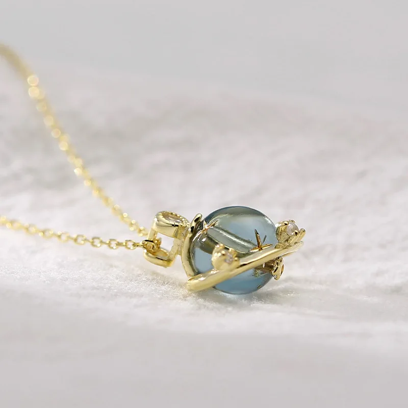 Silvology 925 Sterling Silver Colored Glass Necklace Blue Crystal Universe Japan Style Pendant For Women 2019 Jewelry |