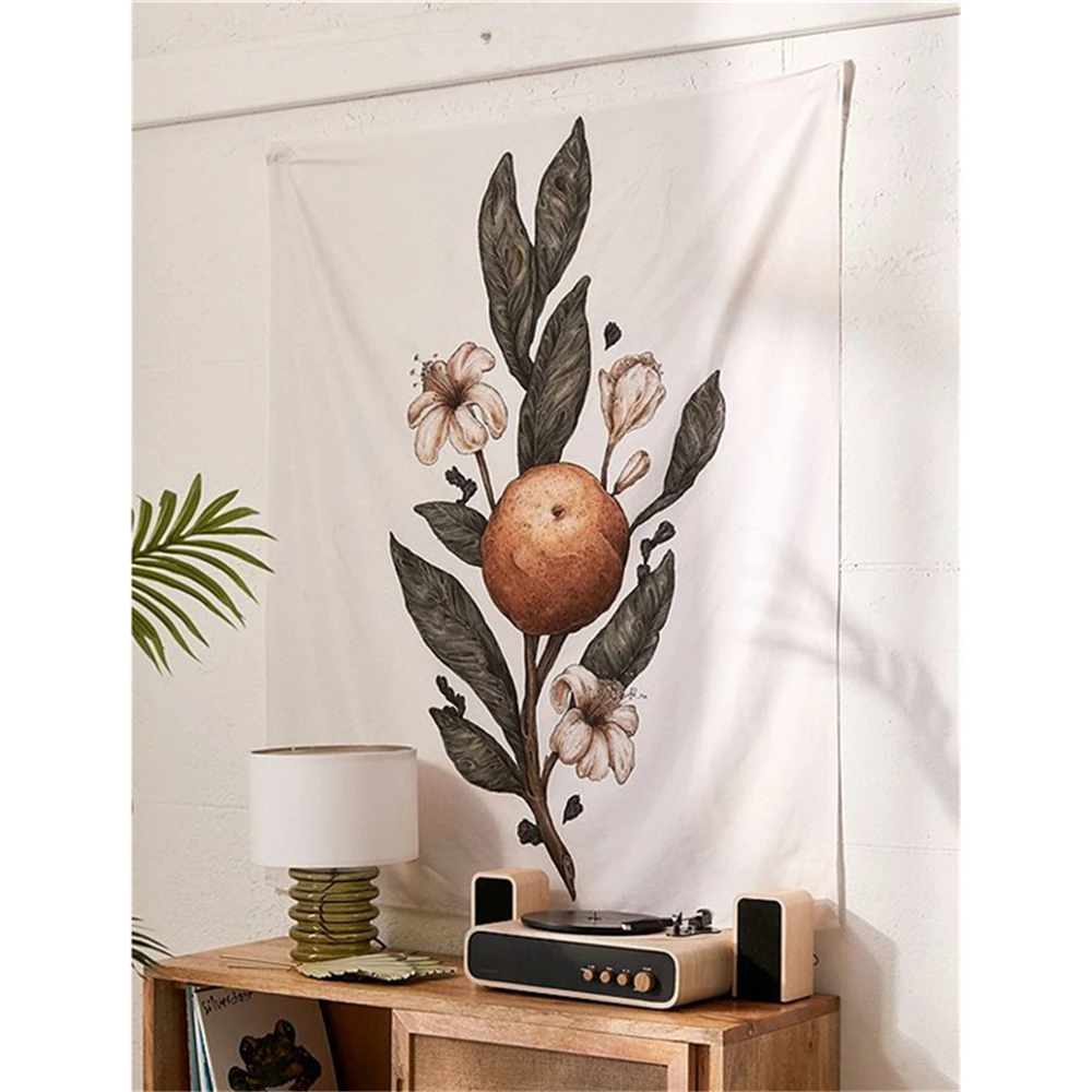 Луна и Магнолия настенный гобелен природа Бохо Декор росписи Хиппи Мандала ковер