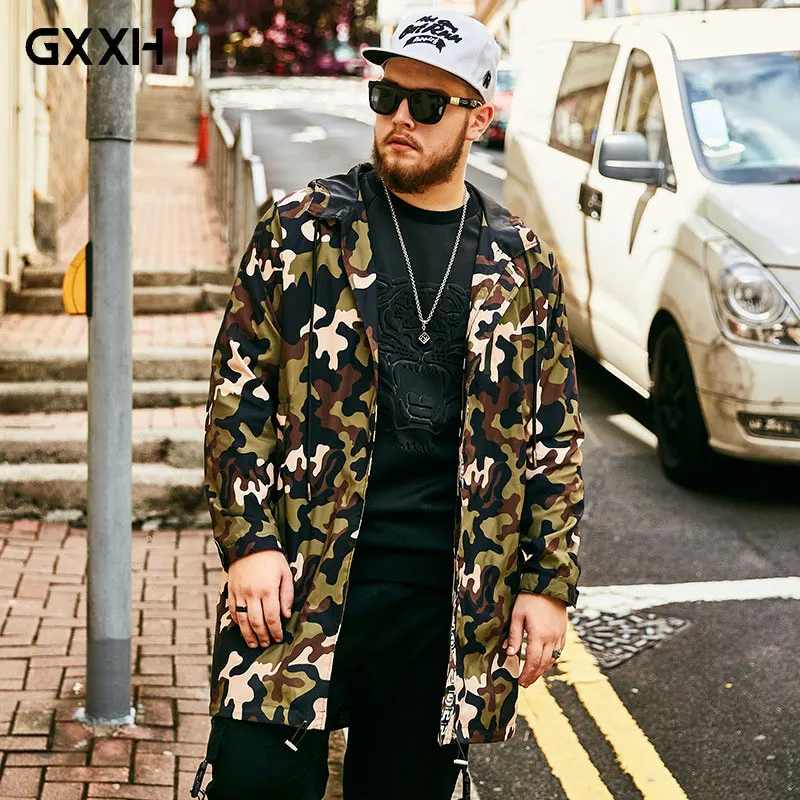 

Женский Длинный Тренч с капюшоном, повседневная камуфляжная Свободная куртка с цветочным принтом, большие размеры, осень 2019