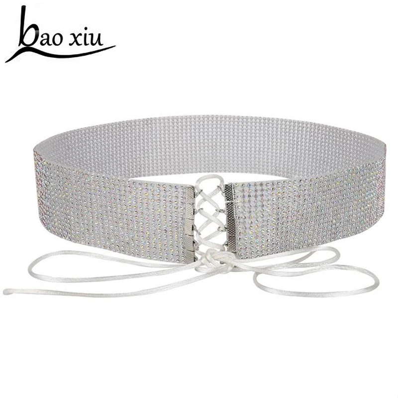 

New Fashion Luxury Hot belts Women's Rhinestone bride Rope Belt Silver Bling Female Crystal Waistband Wedding Party Wide Belt