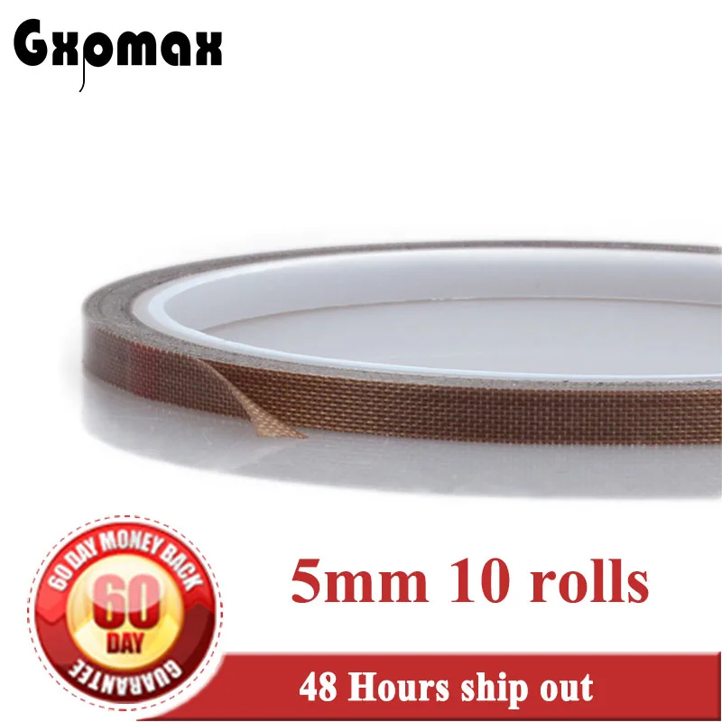 

10 Roll 5mm*10 meters *0.13mm PTFE High Temperature Withstand Insulation Adhesive Tape, Hot Sealding Mat #C02