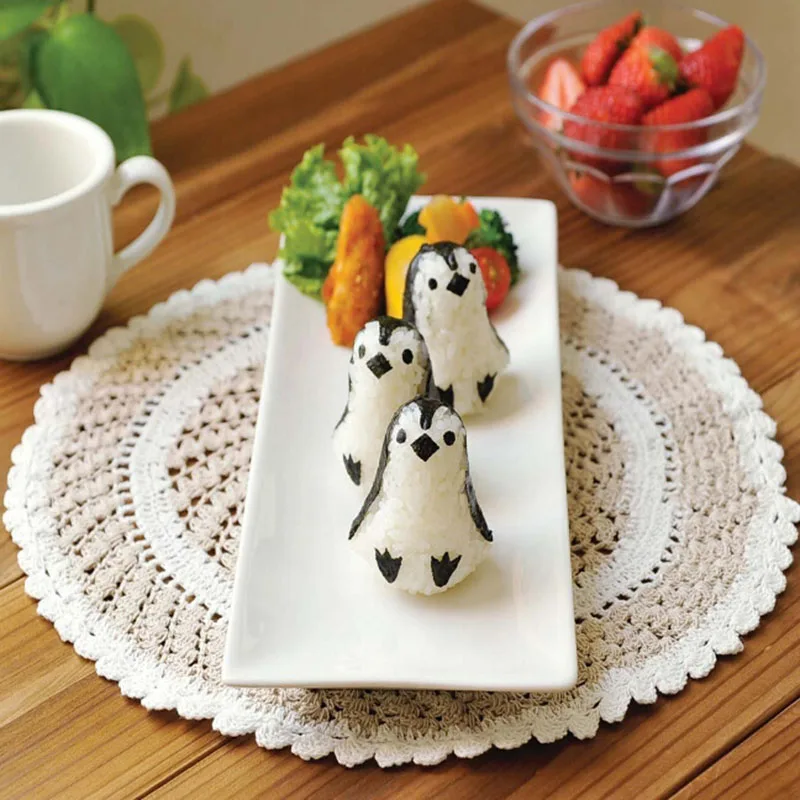Пингвин Рис Ролл Костюмы Формы Kimbap Суши Нори Удар Pad DIY Пластиковые Рисовый Шарик