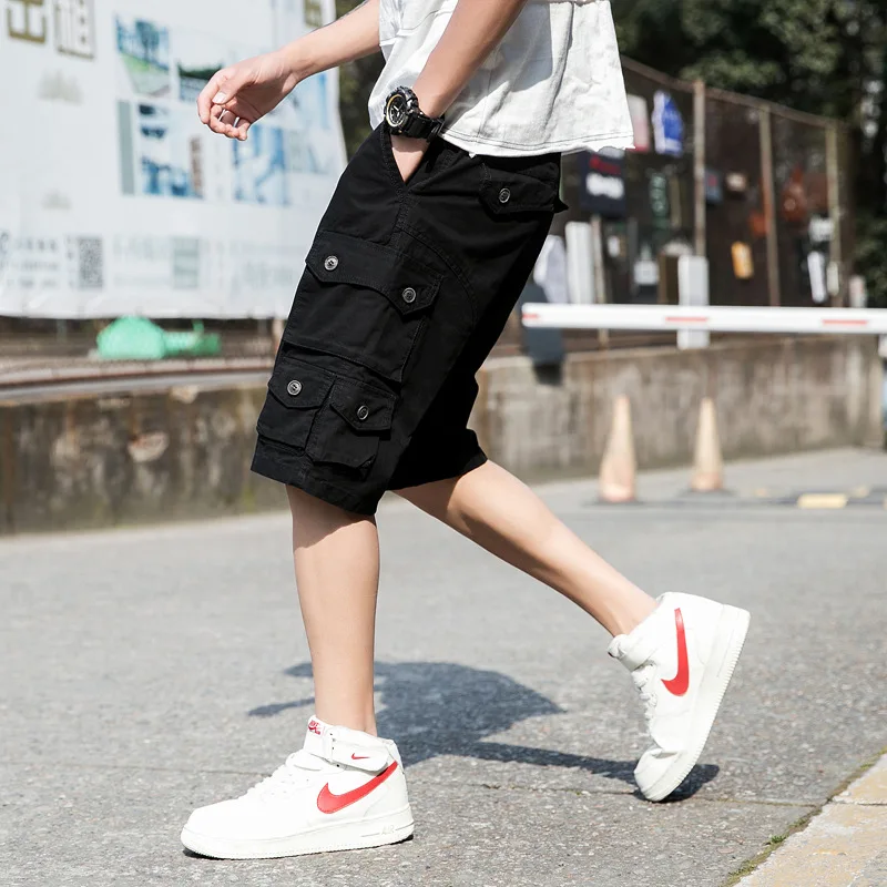 Мужские военные шорты Карго хлопковые свободные с большим количеством карманов