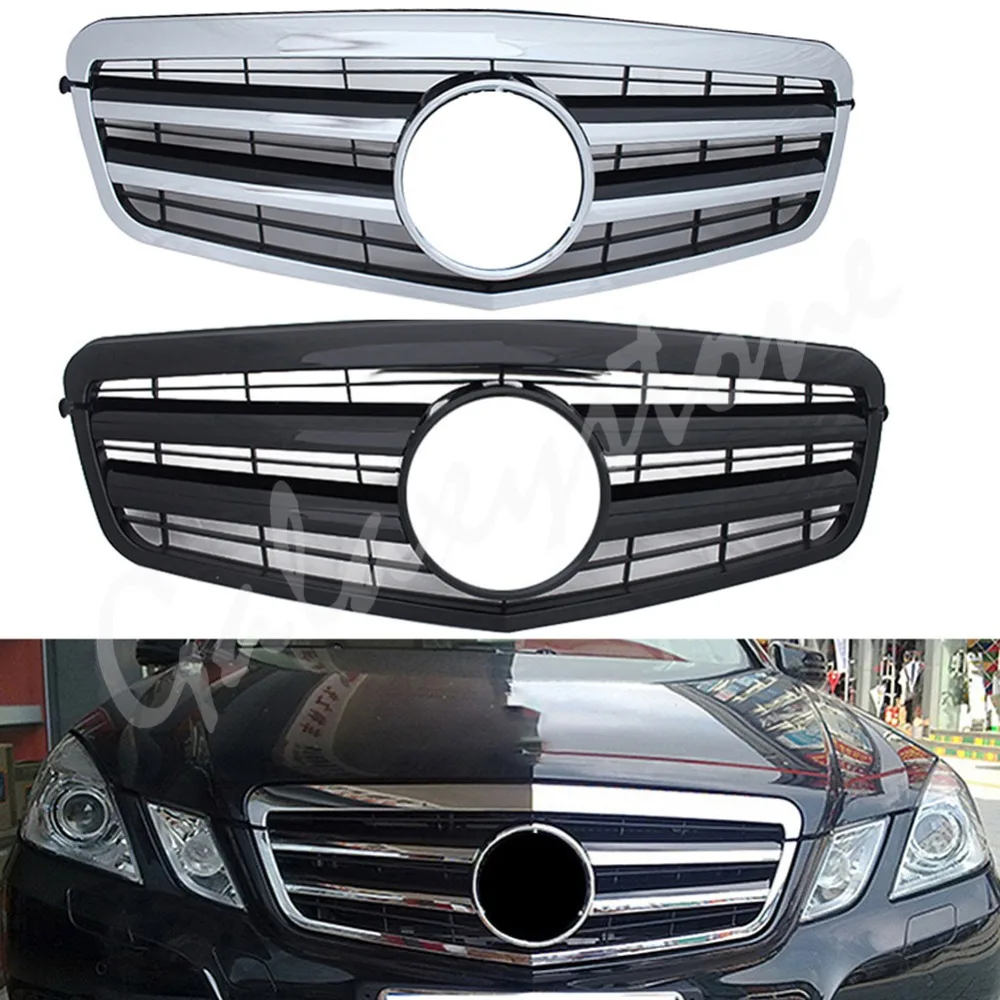 Передняя решетка подходит для Mercedes Benz W212 E250 E550 E350 E63 AMG 2009 2010 2011 2012 2013 глянцевый черный матовый хром