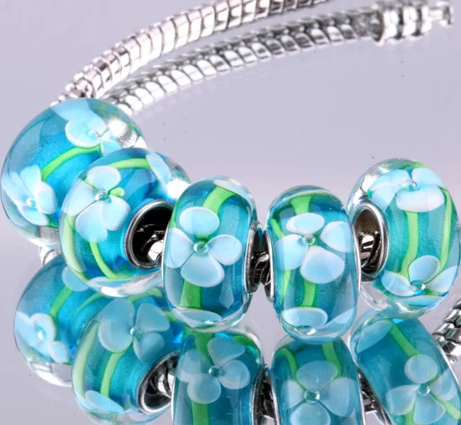 2016 новое поступление 5 шт. 925-Sterling-Silver DIY темы муранского стекла бусины подвески fit