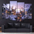 Фэнтезийный зимний замок, 4 шт., модульное изображение, холст, печать, современный домашний декоративный настенный постер, каркас