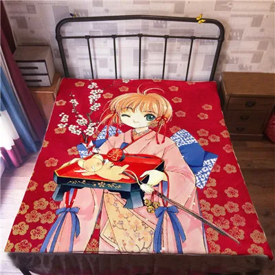Красный Аниме Манга карта Captor Sakura простыня 150*200 см простыня 2 - Цвет: Красный