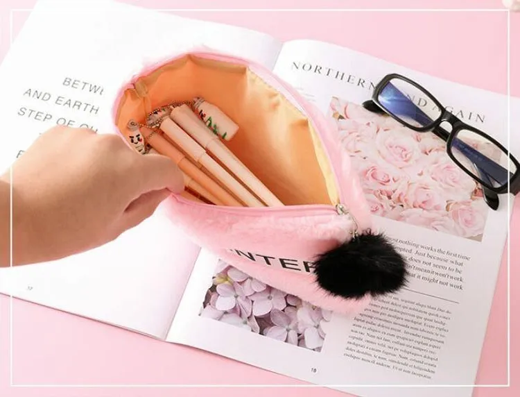 Милый яркий плюшевый большой чехол-Карандаш для девочек Kawaii Pencil Box