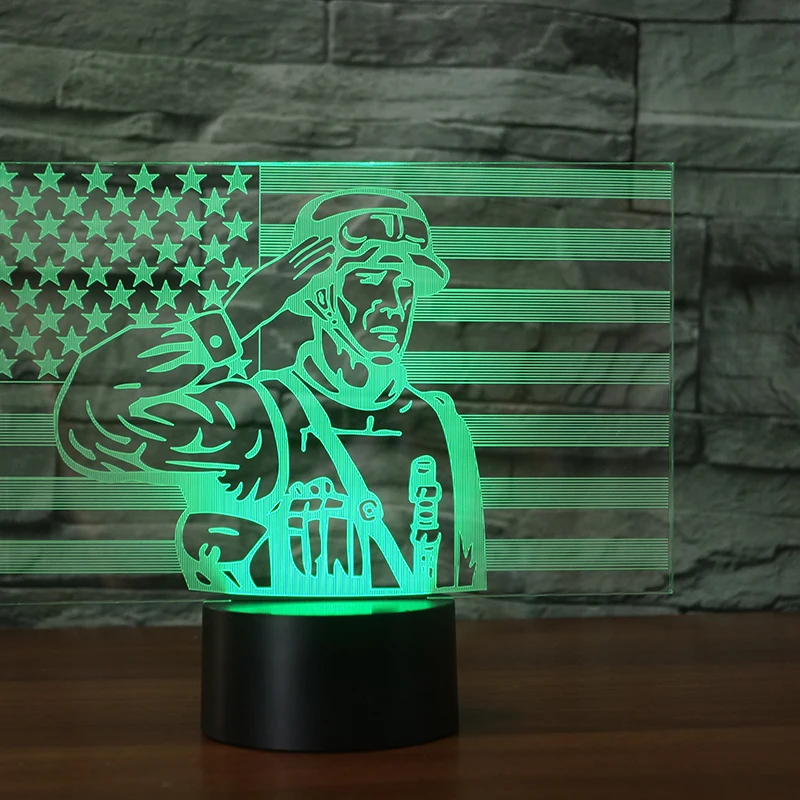 Креативные красочные градиенты атмосфера визуальный 3D флаг США Солдат литье