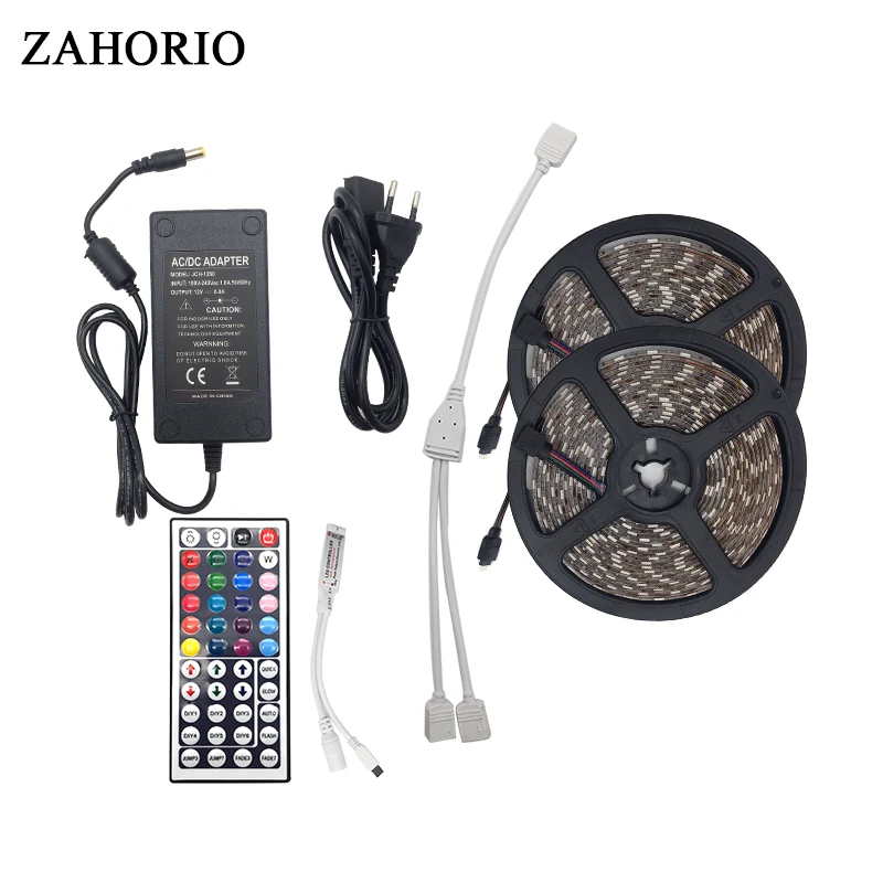 ZAHORIO 5050 Светодиодная лента DC12V 5 м 10 300 светодиодный s RGB 60 s/M лампы Гибкий Светильник