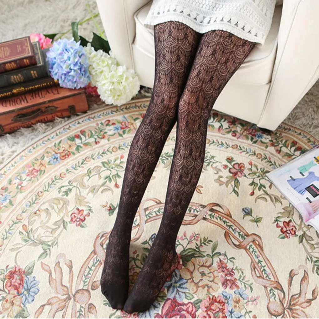 Женские кружевные длинные колготки с цветочным принтом|stocking tights|pantyhose longtight tights |