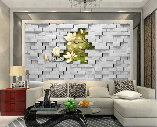 green waterproof mildew large Magnolia 3D stereoscopic living room TV backdrop wall luz cocina led | Обустройство дома