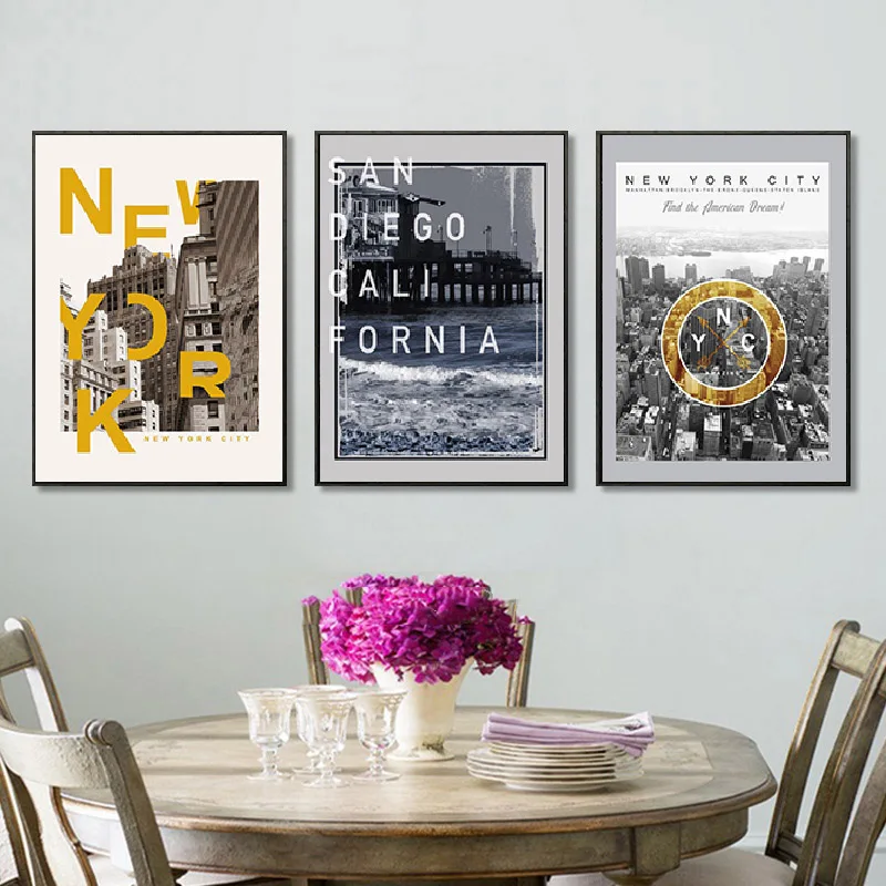 

Nordic Style Posters New York Abstract Building City Painting Modern Canvas Printing Home Decoration Fashion Art Wall Pictures