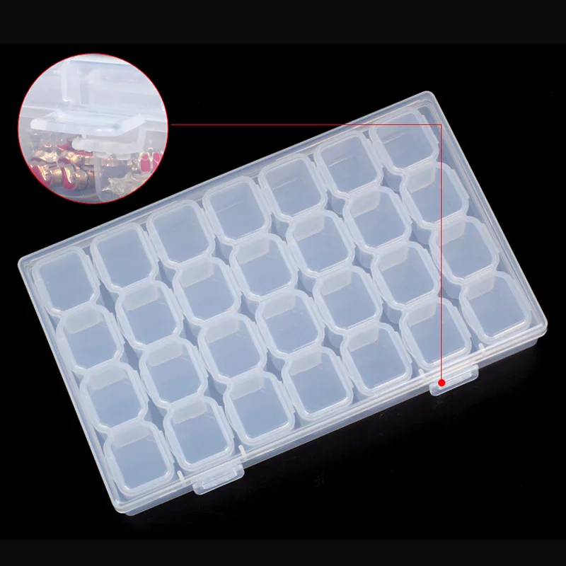 28 Slots Adjustable Plastic Storage Box box for jewelry Diamond Embroidery Craft Bead Pill Tool | Дом и сад