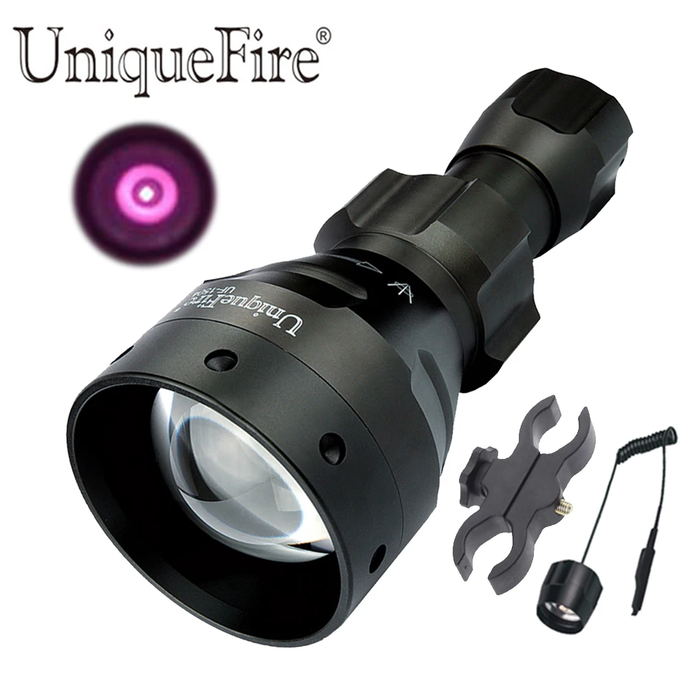 UniqueFire 1504 IR 940nm Led Flashlight Tactical 67mm Convex Lens Lanterna whith Remote Pressure Switch and Scope mount