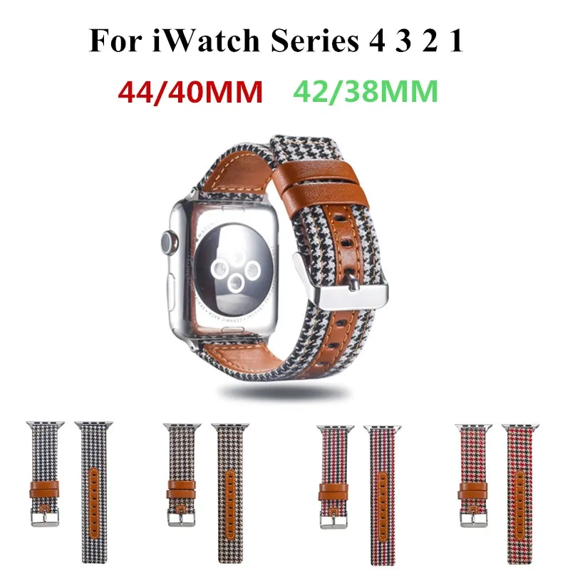 Спортивный нейлоновый + кожаный ремешок для часов iWatch серии 4 3 2 1 сменный Браслет