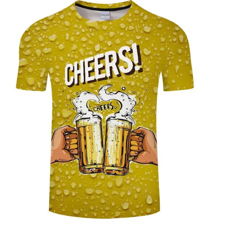 picture color Новинка Мужская 3D футболка банки пива печатных хип хоп Crewneck короткий рукав мужчины/женщины футболки топы Азиатский размер футболка 6xl - Color: picture color