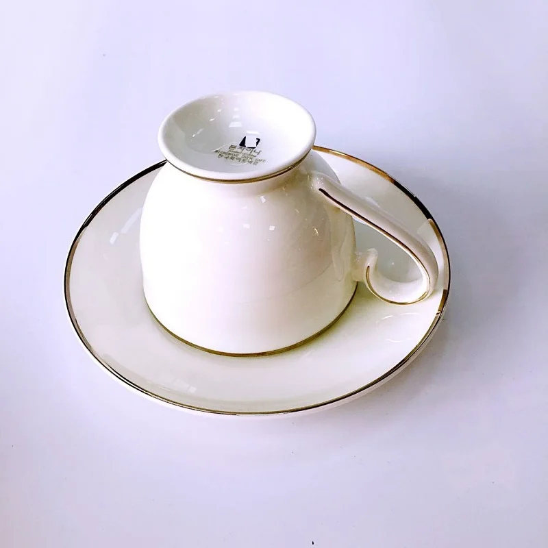 Bone china coffee cup and dish export creative ceramic suit simple white afternoon milk | Дом и сад