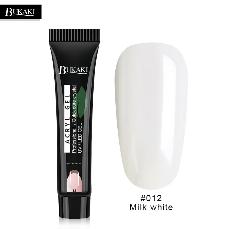milk white BUKAKI полигель для дизайна ногтей УФ-гель для наращивания ногтей накладные ногти клей гель краска французский цвет прозрачный розовый стекловолокно - Цвет: milk white