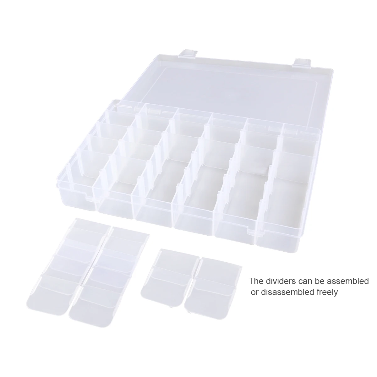OULII 36-Grid Clear Hard Plastic Adjustable Jewelry Organizer Box Storage Container Case with Removable Dividers (Transparent) | Дом и сад