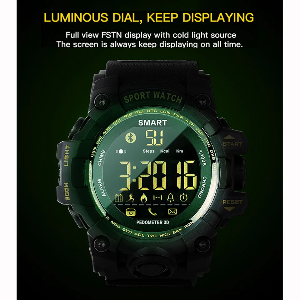 Водонепроницаемые Bluetooth часы EX16s Смарт уведомления дистанционное управление