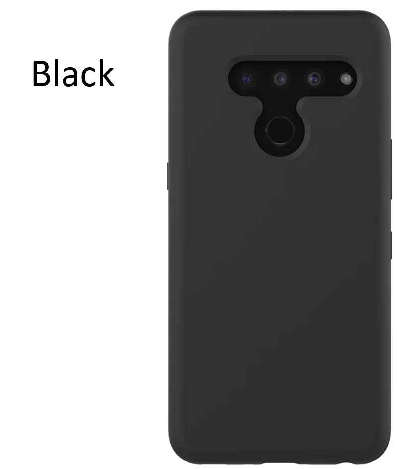 Black Жидкий силиконовый чехол для LG V50 ThinQ 5G Мягкая гелевая Резина высокого качества - Цвет: Black