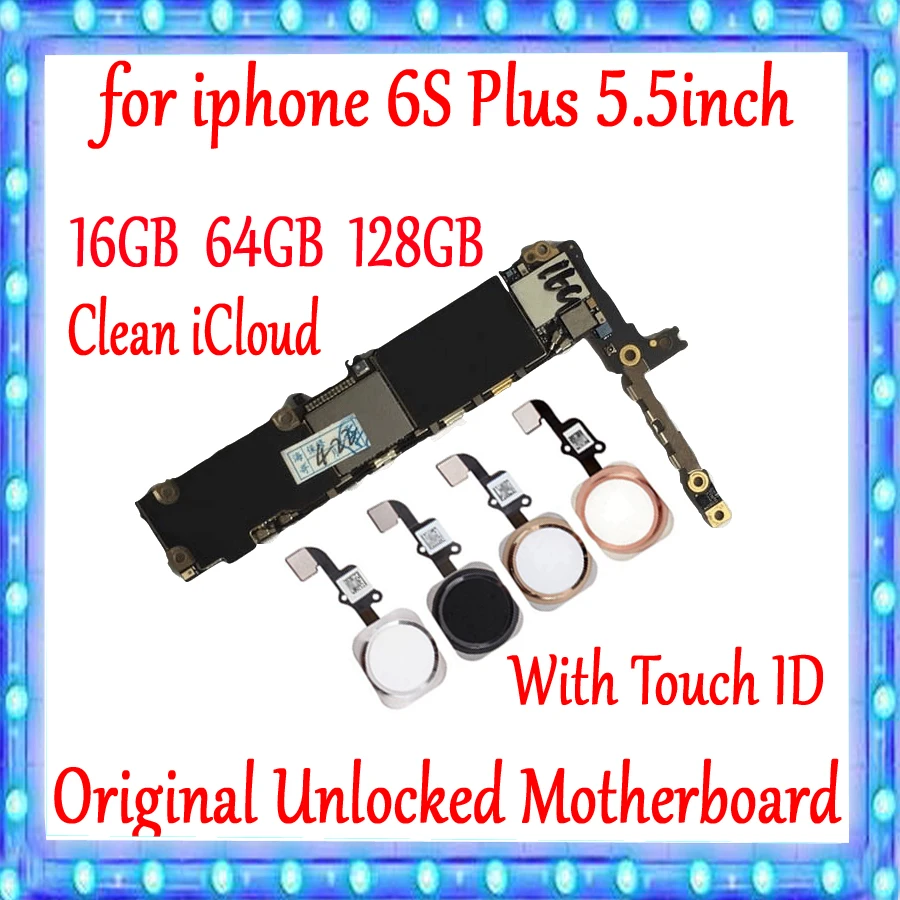 100% оригинальная материнская плата для iPhone 6S Plus с Touch ID Заводская разблокированная