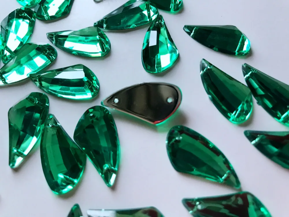 Пришить зеленый горный хрусталь 13*23 мм акриловый кристалл flatback страз драгоценный