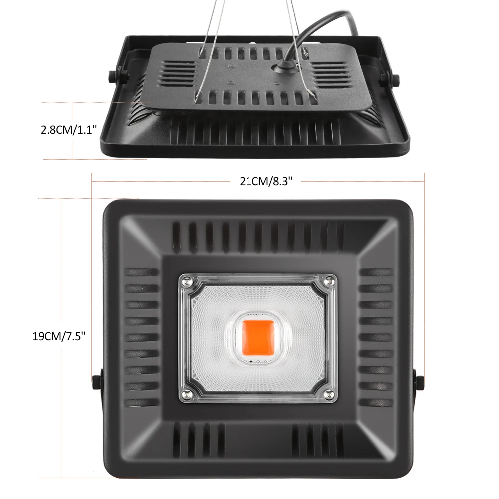 50 Вт LED COB ультра тонкий растительный свет полный спектр 300 830nm Водонепроницаемый