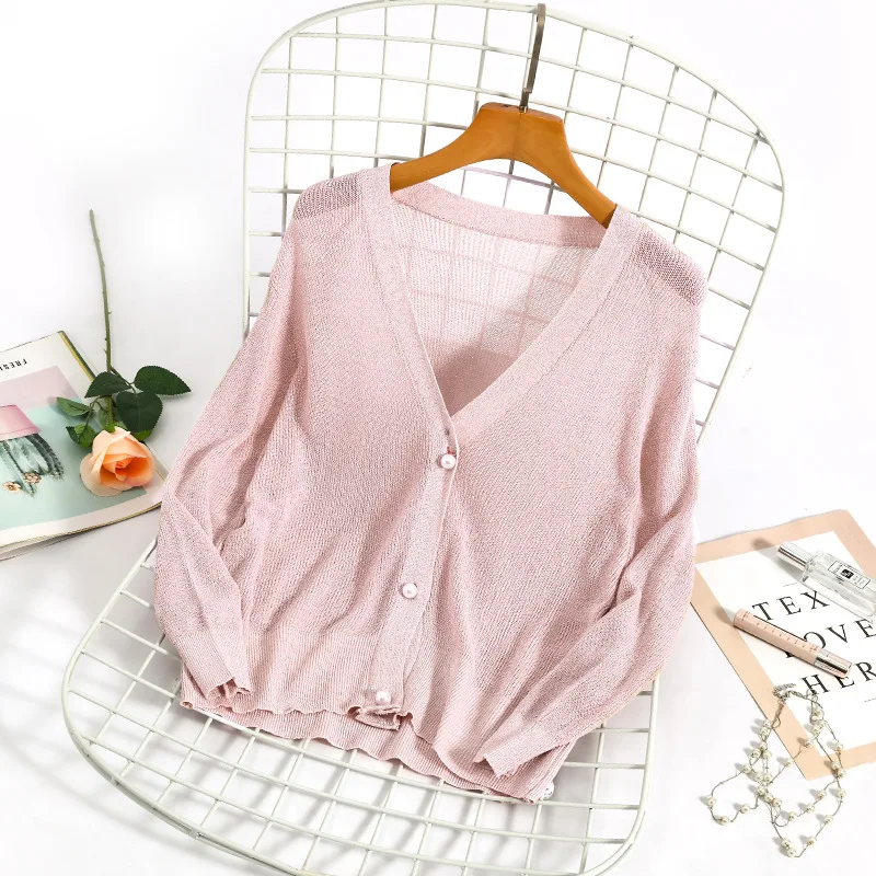 2019 Spring summer casual Women flare sleeve Knitted Cardigan Long Sleeve V-Neck Solid Loose Basic Jacket coat |