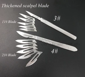 Набор Хирургических скальпелей из углеродистой стали, 10 шт., 23 #1, + 1 ручка 4 #, скальпель Режущий инструмент для домашнего творчества, нож для ремонта печатных плат