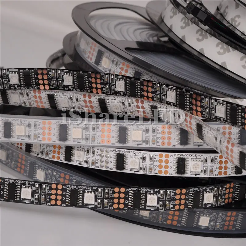 Светодиодная лента WS2801 32 светодиода/м 5 м В IP30 IP65 IP67 IP68|strip white|black led stripled strip white |