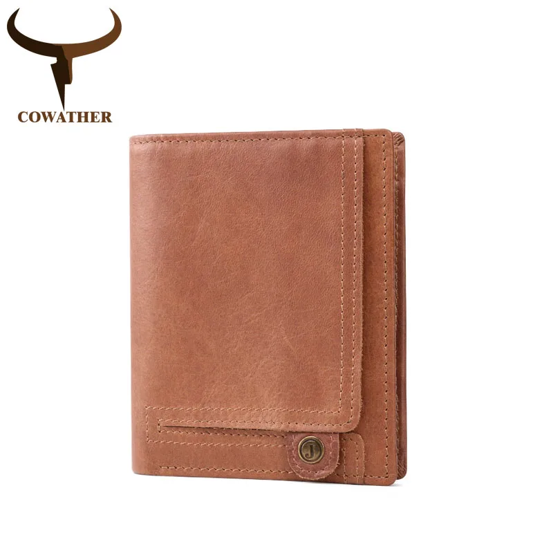 COWATHER 2019 мужские кошельки из коровьей кожи RFID мужской кошелек повседневный и