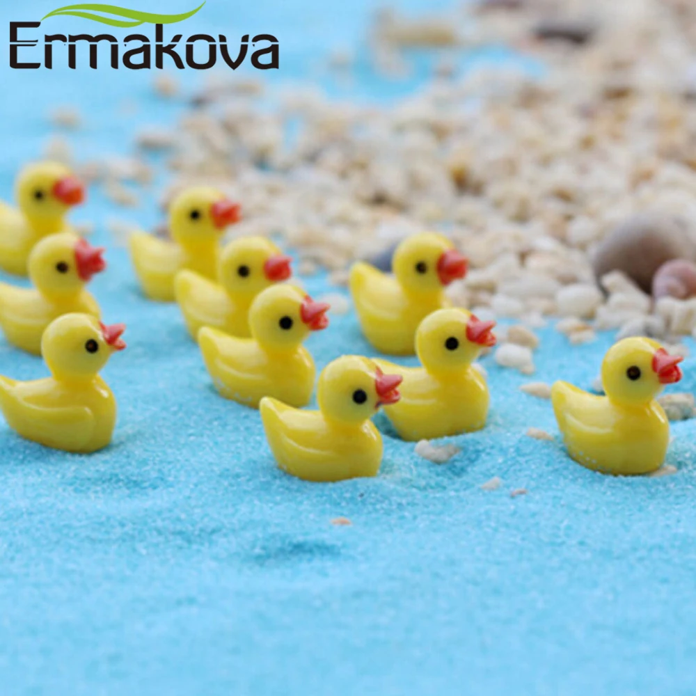 ERMAKOVA 50 шт./лот 18*15 мм Полимерная мини желтая утка фигурка животное миниатюрный