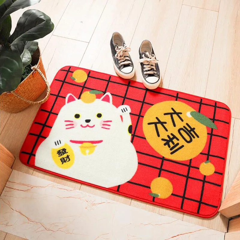 Lucky Cat Дизайн Мягкие Коврики Противоскользящие коврики красный коврик