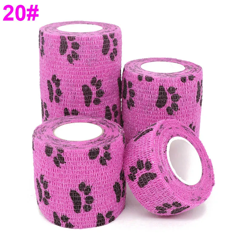 20 Dog claw Pink 4,5 м красочные спортивные наколенники медицинская терапия Печатный Эластичный бинт протектор самоклеющиеся обертывание лента для пальцев сустава Pet - Цвет: 20 Dog claw Pink