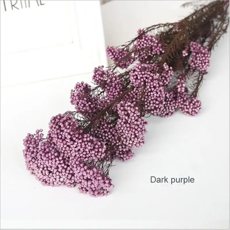 Dark purple MiHuaGe ветка Длина 50 см вечный сушеный цветок Домашний Декоративный букет Гостиная Офис рисовый цветок вечерние украшения - Цвет: Dark purple