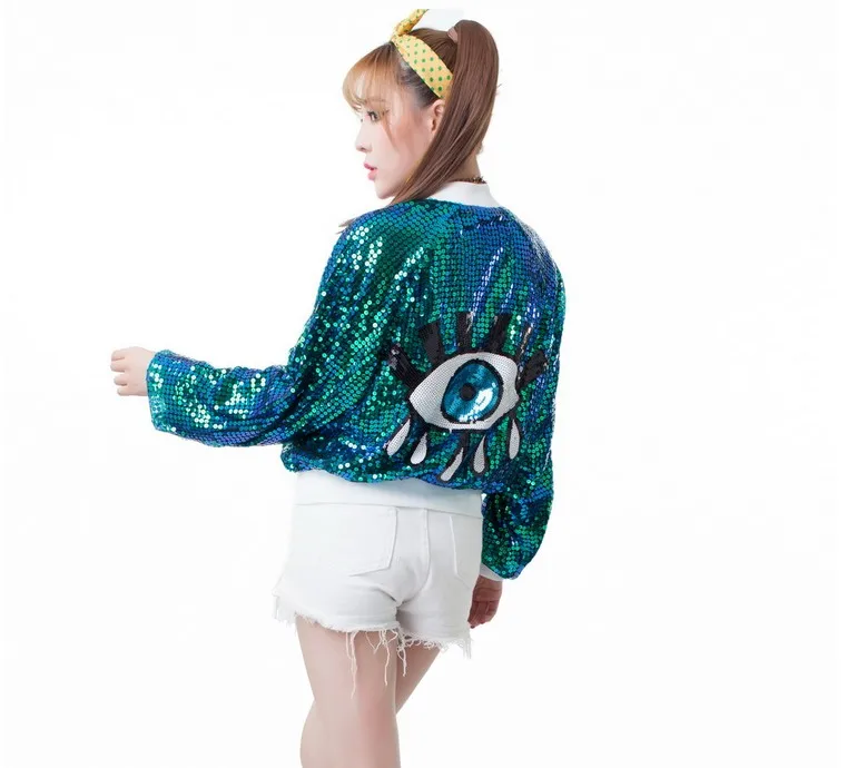 Женская куртка бомбер с блестками 2016 го года|chaquetas mujer|bomber jacket coatsequin bomber |