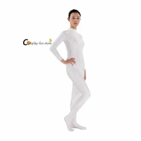2018 free shipping full body long sleeve round collar unitard lycra bodysuit nylon custom nude color footed catsuit