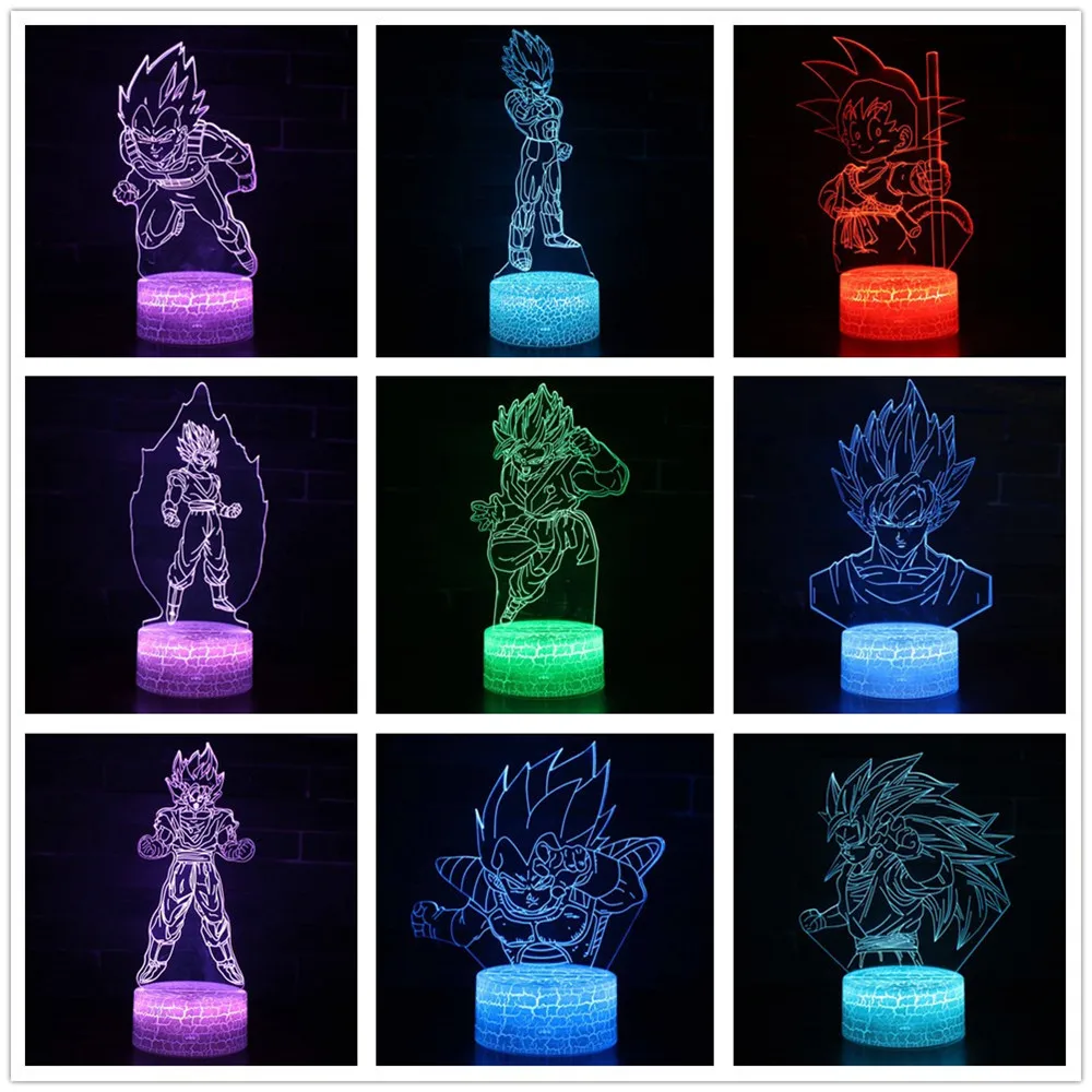 3D лампа Dragon Ball Kakarot Vegeta Son Gohan стволы для клеток Cyborg Freeza 7 цветов светодиодный