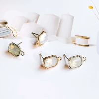 simple rhinestone white k gold color plated stud earrings eardrop for women girl jewelry component diy handmade material 1pcs