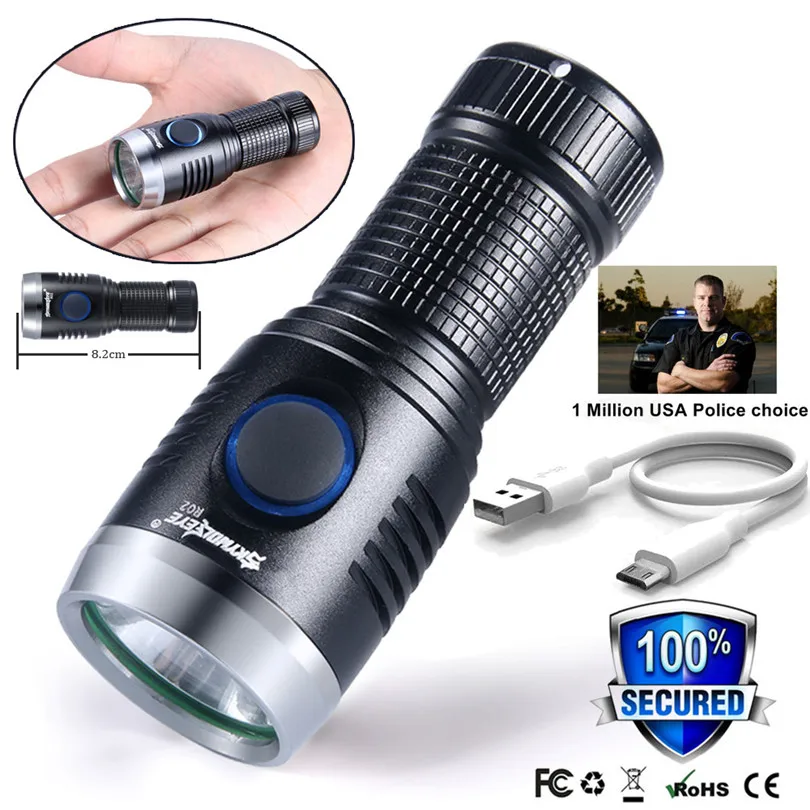 Мини карманный светодиодный фонарь USB фонарик Перезаряжаемые XPE тактический